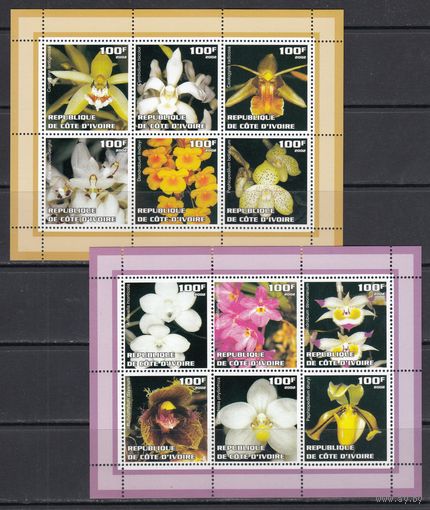Цветы Орхидеи Растения Флора 2002 Кот д Ивуар MNH полная серия 12 м зуб