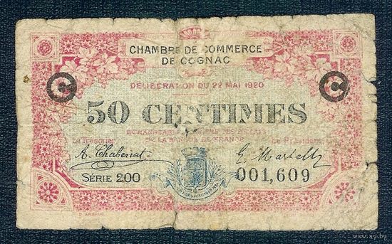 Италия, 50 сантимов 1920 год. - RRR - "CHAMBRES DE COMMERCE DE COGNAC"