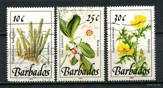 Барбадос - 1989 - Цветы - 3 марки. Гашеные.  (Лот 5Du)