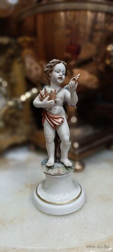 Аукцион с рубля! 29 Очаровательная статуэтка херувим Capodimonte Италия Клеймо