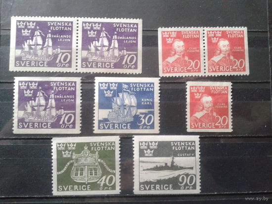 Швеция 1944 300 лет флоту* Полная серия со всеми разновидностями Михель-30,0 евро