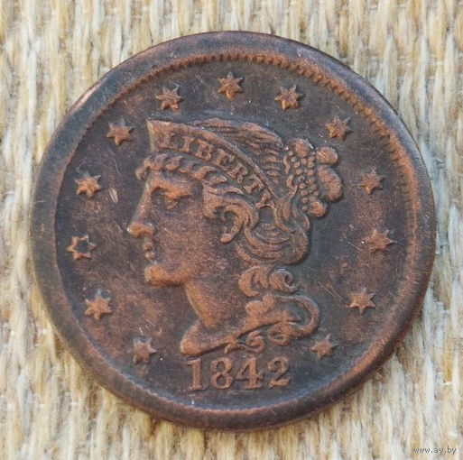 США 1 цент 1842 года