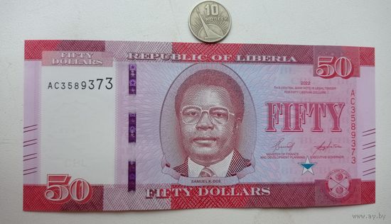 Werty71 Либерия 50 долларов 2022 UNC Банкнота