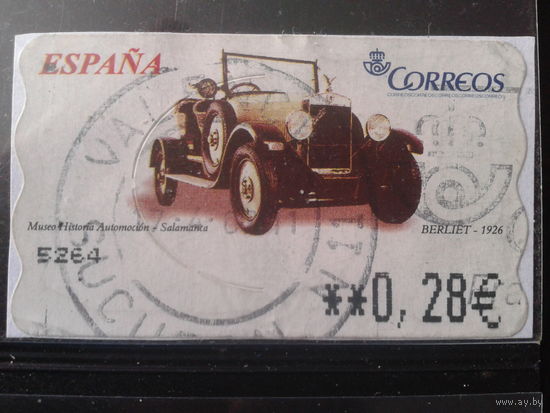 Испания 2003 Автоматная марка Берлиэт 1926 г. 0,28 евро Михель-1,5 евро гаш