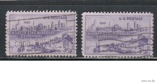 США-1950, (Мих.612), гаш. , Канзас-Сити(одиночка),цена за 1 м на выбор