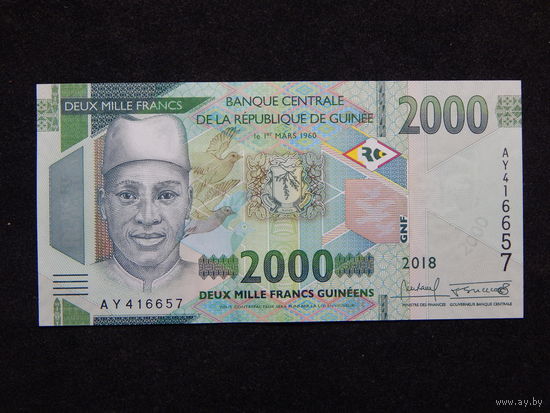 Гвинея 2000 франков 2018г.UNC