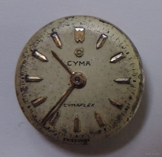 Женский механизм на наручные часы "СYMA" Швейцария. Размер механизма 1.1-1.5 см. Не исправные. Маятник целый.