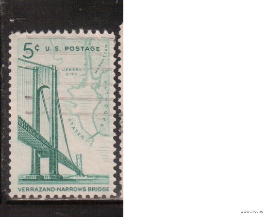 США-1964, (Мих.873) , гаш. , Мост, Карта (одиночка)