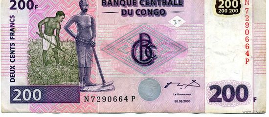 Банкноты Конго  50, 100, 200 франков 2000 год