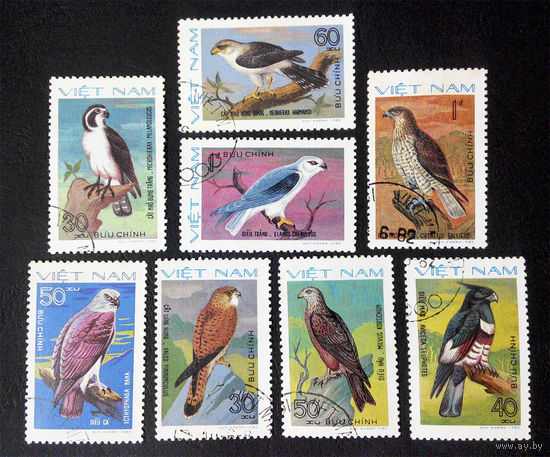 Вьетнам 1982 г. Хищные Птицы. Фауна, полная серия из 8 марок #0231-Ф1P53