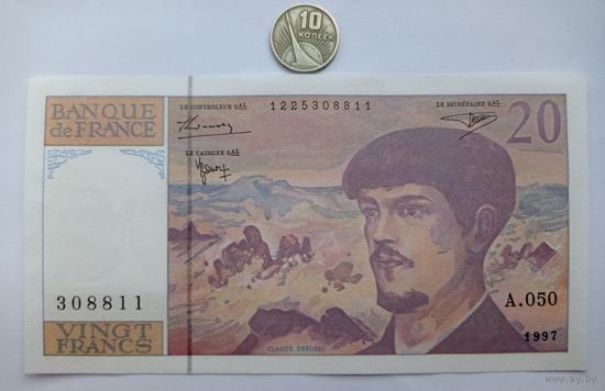 Werty71 Франция 20 франков 1997 аUNC банкнота