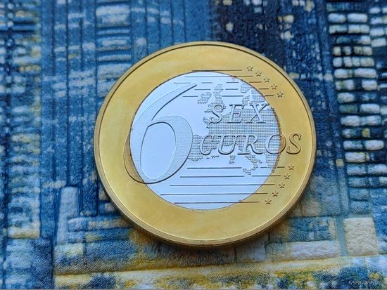 Монетовидный жетон 6 (Sex) Euros (евро). #26