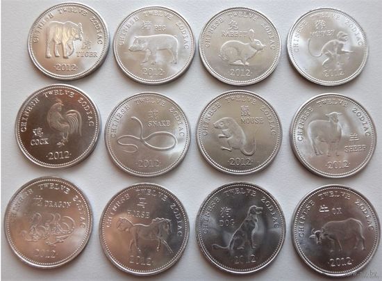 Сомалиленд. набор 12 монет = 10 шиллингов 2012 год "Китайский гороскоп"