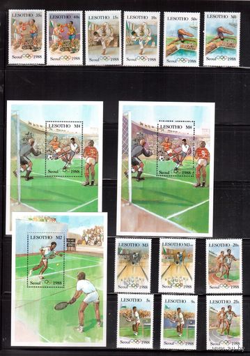 Лесото-1987,(Мих.622-627?659-664,Бл.39-40,45) Спорт, ОИ-1988, Футбол, Теннис