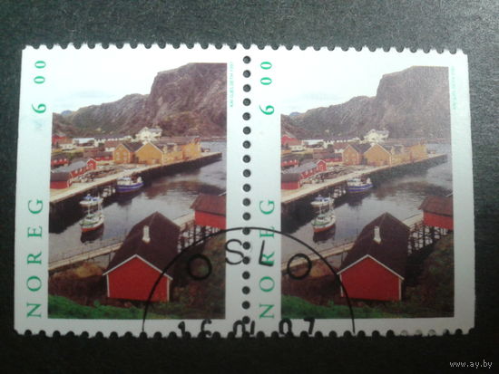 Норвегия 1997 фиорд, корабли, поселок сцепка