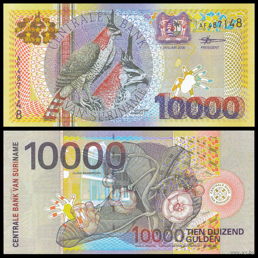 [КОПИЯ] Суринам 10000 гульденов 2000 (глянцевая)