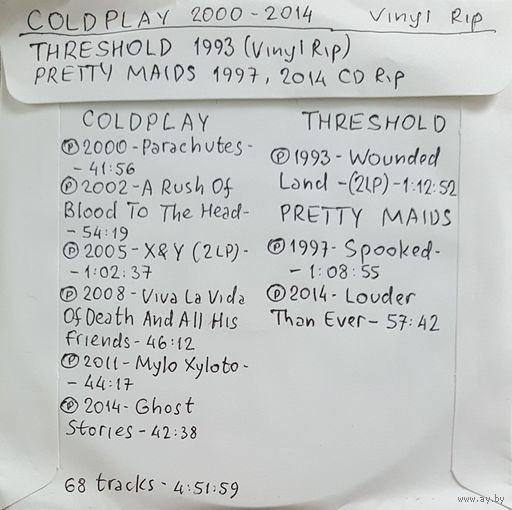 CD MP3 COLDPLAY, THRESHOLD, PRETTY MAIDS - 2 CD - Vinyl Rip (оцифровки с винила)