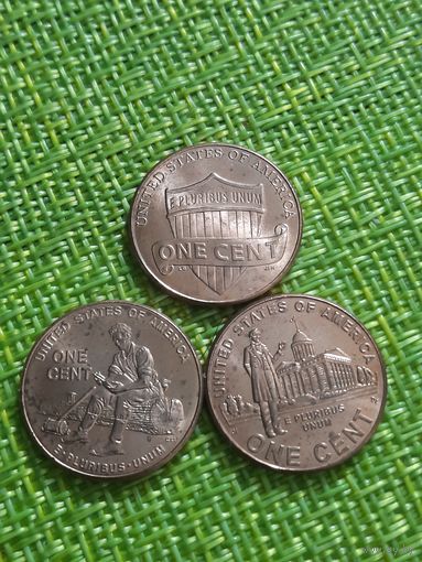 Сша 1 цент  ( Линкольн , не пшеничные , цена за 3 монеты )