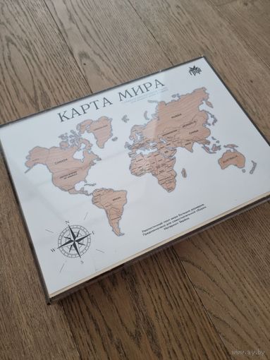Пазл деревянный "Карта мира". Новый.