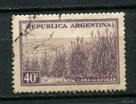 Аргентина - 1936/1950 - Плантация сахарного тростника 40C - [Mi.424X] - 1 марка. Гашеная.  (Лот 9EF)-T7P3