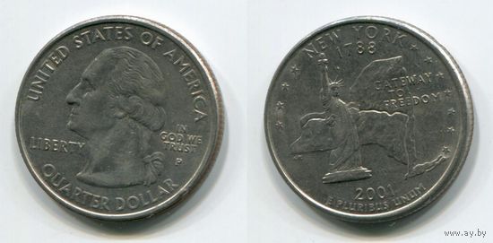 США. 25 центов (2001, Нью-Йорк, буква P, XF)