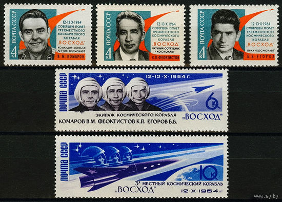 Первый в мире полет советских космонавтов на трехместном космическом корабле "Восход"