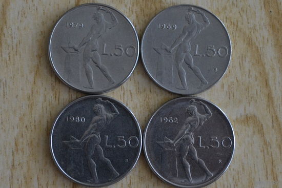 Италия 50 лир 1969,79,80,82