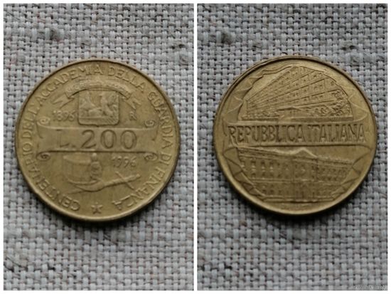 Италия 200 лир 1996 100 лет Академии таможенной службы/Ст