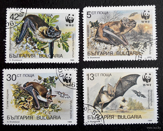 Болгария 1989 г. Летучие мыши. Фауна, полная серия из 4 марок #0150-Ф1