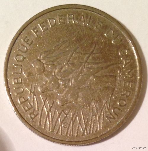 Камерун 100 франков, 7,00 г, 25,5 мм, никель, Краузе - KM# 15