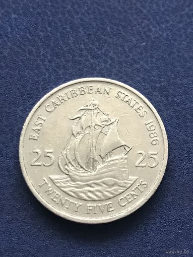 Восточные Карибы 25 центов 1986