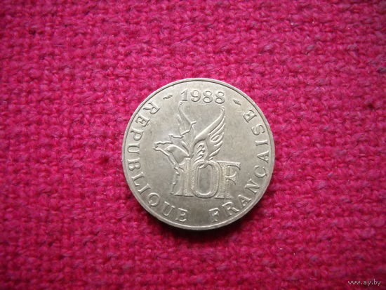 Франция 10 франк 1988 г. 100 лет со дня рождения Ролана Гарроса.