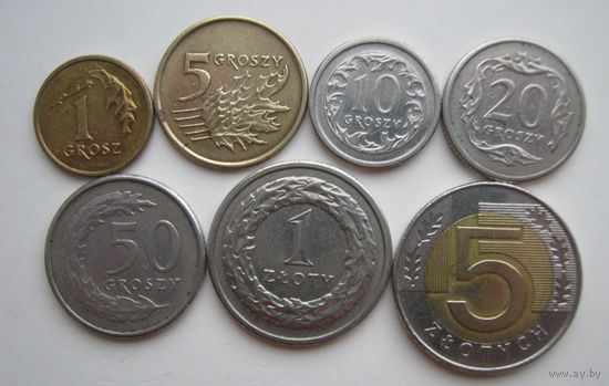Монеты Польши разных годов ( с 1991 по 2001 )-7 шт.
