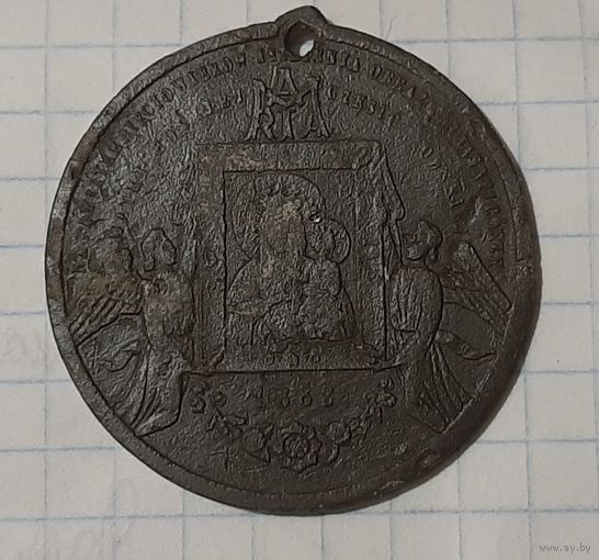 Медальон католический икона БМ Ченстоховская 1882 год.
