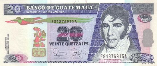 Гватемала 20 кецкалей образца 2003 года UNC p108