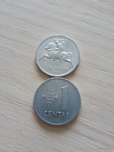 Литва 1 цент 1991г.