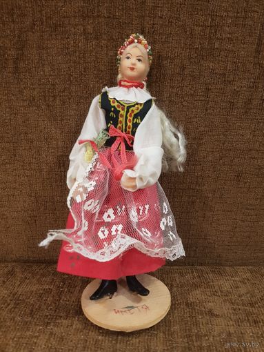 Ретро кукла Девушка, Польша, 1980-е годы, ручная работа. Lalki Regionalne, Hand made.