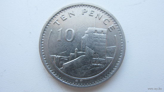 Гибралтар 10 пенсов 1988 ( диаметр 28.5 мм ) - редкая