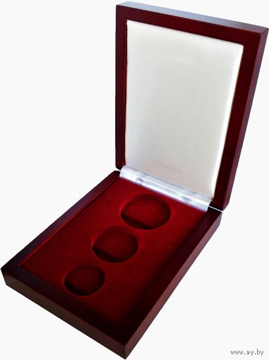 Футляр для 3 монет с капсулами 45.00 mm, 37.00 mm, 30.00 mm деревянный