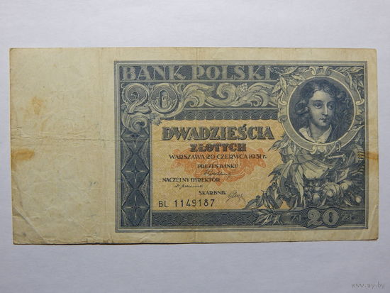 Польша 20 злотых 1931г.