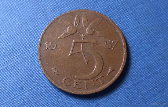 5 центов 1957. Нидерланды.