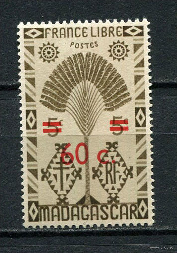Французские колонии - Мадагаскар - 1944 - Надпечатка 60С на 5С - [Mi.374] - 1 марка. MNH.  (Лот 71DY)-T2P36