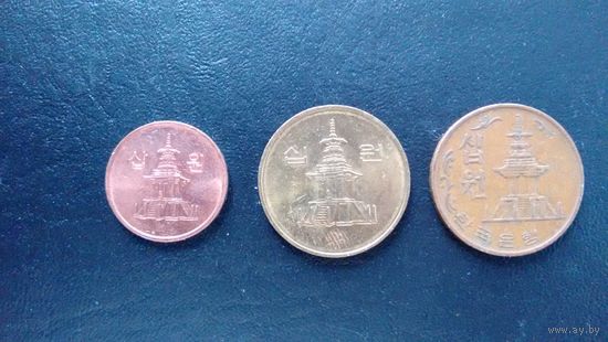 Южная Корея. 3 монеты одним лотом