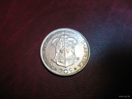 20 центов 1964 года Южная Африка (серебро) РЕДКАЯ