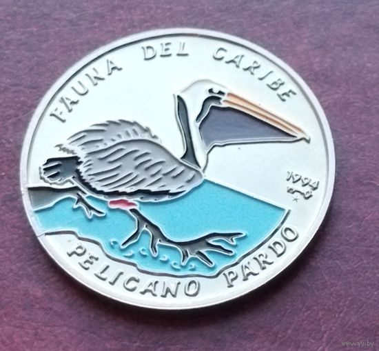 Куба 1 песо, 1994 Карибская фауна - Американский бурый пеликан (Pelecanus occidentalis)