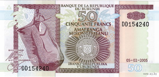 Бурунди, 50 франков, 2005 г., UNC