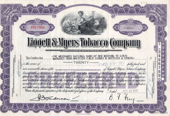 Liggett & Myers Tabacco Company, США (синяя)
