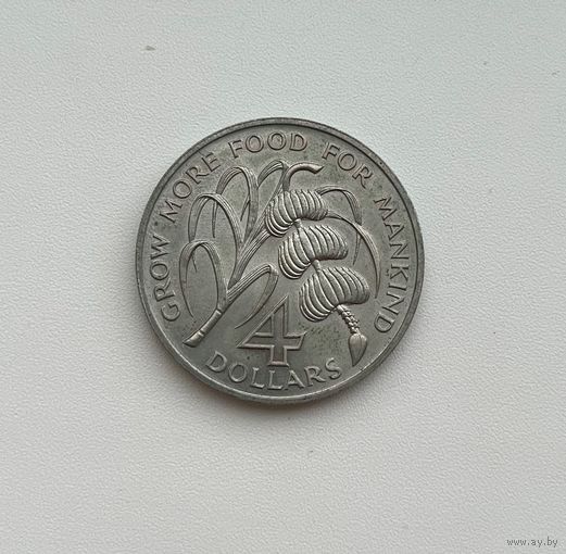 СЕНТ-ЛЮСИЯ  4 доллара 1970 г.