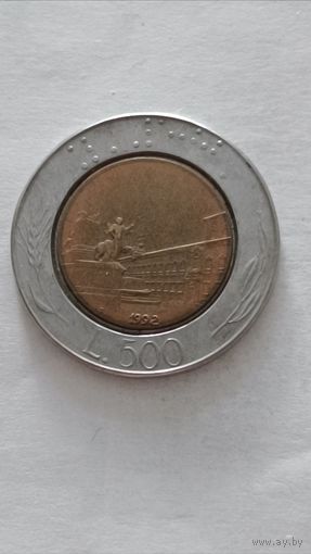 Италия. 500 лир 1992 года