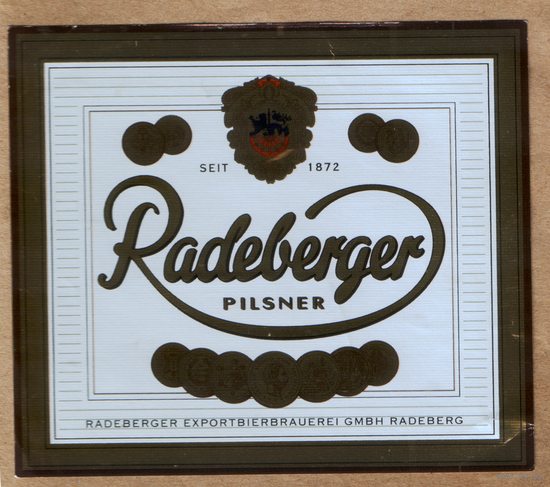 Этикетка пива Radeberger Германия Ф526